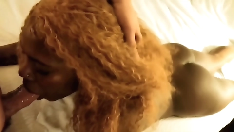 Ebony teen in a sexy black dress gets a deepthroat with a guy