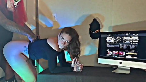 Brunette chick with a huge booty getting fucked in a web cam