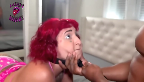 Threesome with red-haired and tattooed babe with a big ass