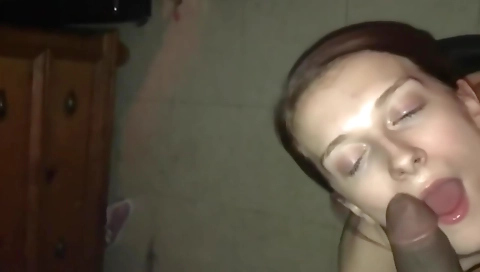 Interracial blowjob with a big cock in a homemade pov