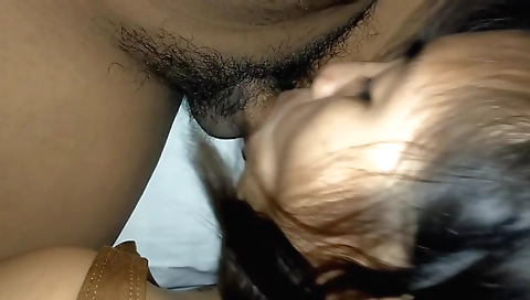 Asian brunette hairy pussy fucked in a hot bedroom