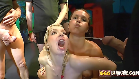 Amateur blonde teen gets pummeled by a group in a group sex scene