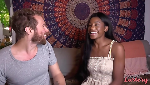 Amateur brunette gets fucked by a black guy in casting