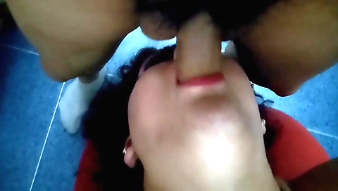 Big-boobed brunette with a small titties deepthroat