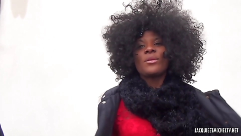 Ebony black and white babe fucked with a black dick