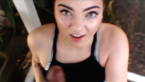 Hot ebony babe gets her big black dick in her mouth and pussy