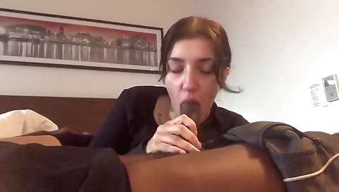 Amateur interracial scene with a black and a brunette