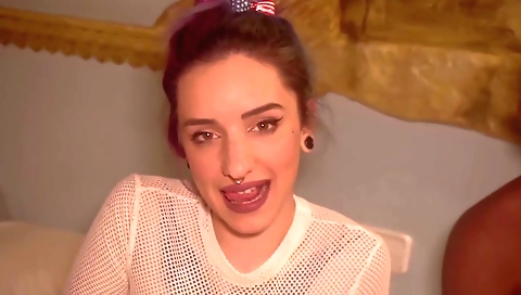 Tattooed teen with stockings and big tits is fucking