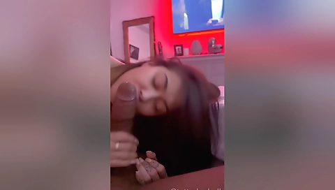 Amateur brunette gets a big cock in her mouth and ass