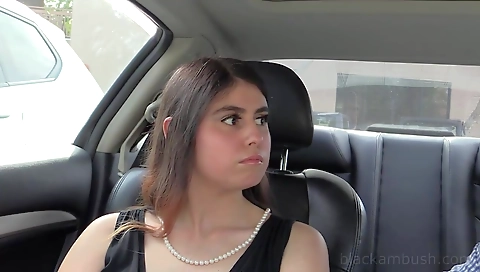 Busty brunette casting girl with a big booty and a thick pussy